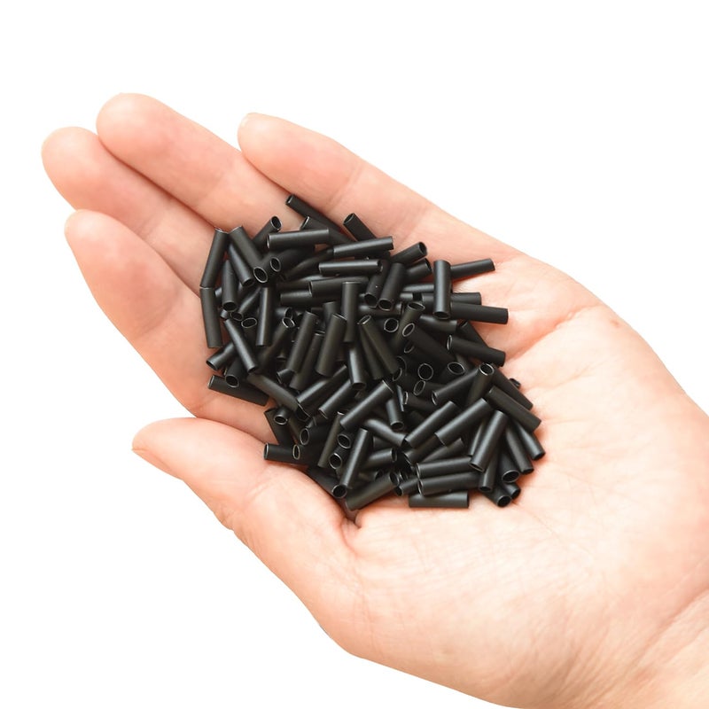 ياتشيو 250 قطعة من أنابيب انكماش وصلات الشعر، أنابيب سوداء قابلة للانكماش لوصلات الشعر (أسود) - Image 3